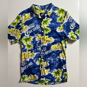Corona Tropical Button Up Shirt, Blue, Size L